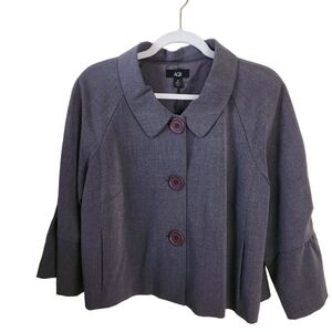 AGB Gray Flutter Sleeve Large Button Jacket Size 16